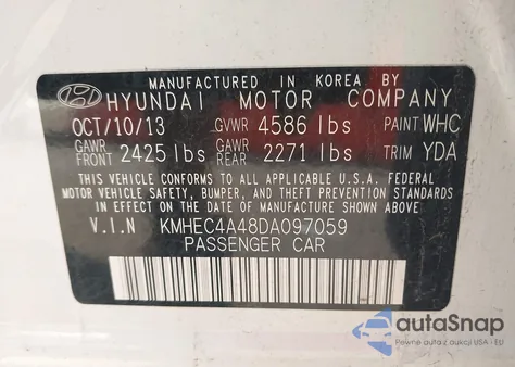 2013 Hyundai Sonata Hybrid Limited из США, поврежденный, VIN KMHEC4A48DA097059